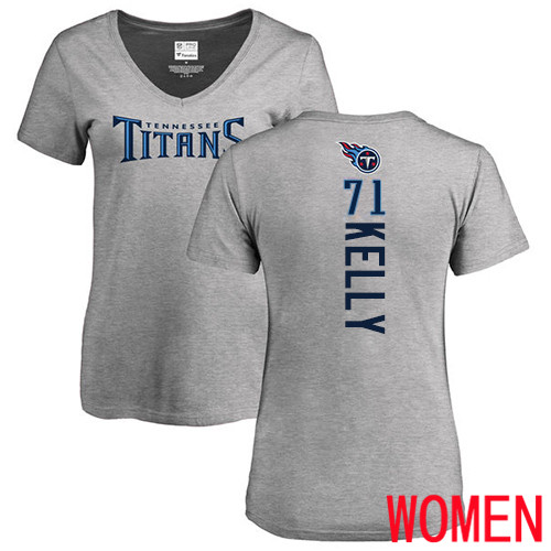 Tennessee Titans Ash Women Dennis Kelly Backer NFL Football #71 T Shirt->nfl t-shirts->Sports Accessory